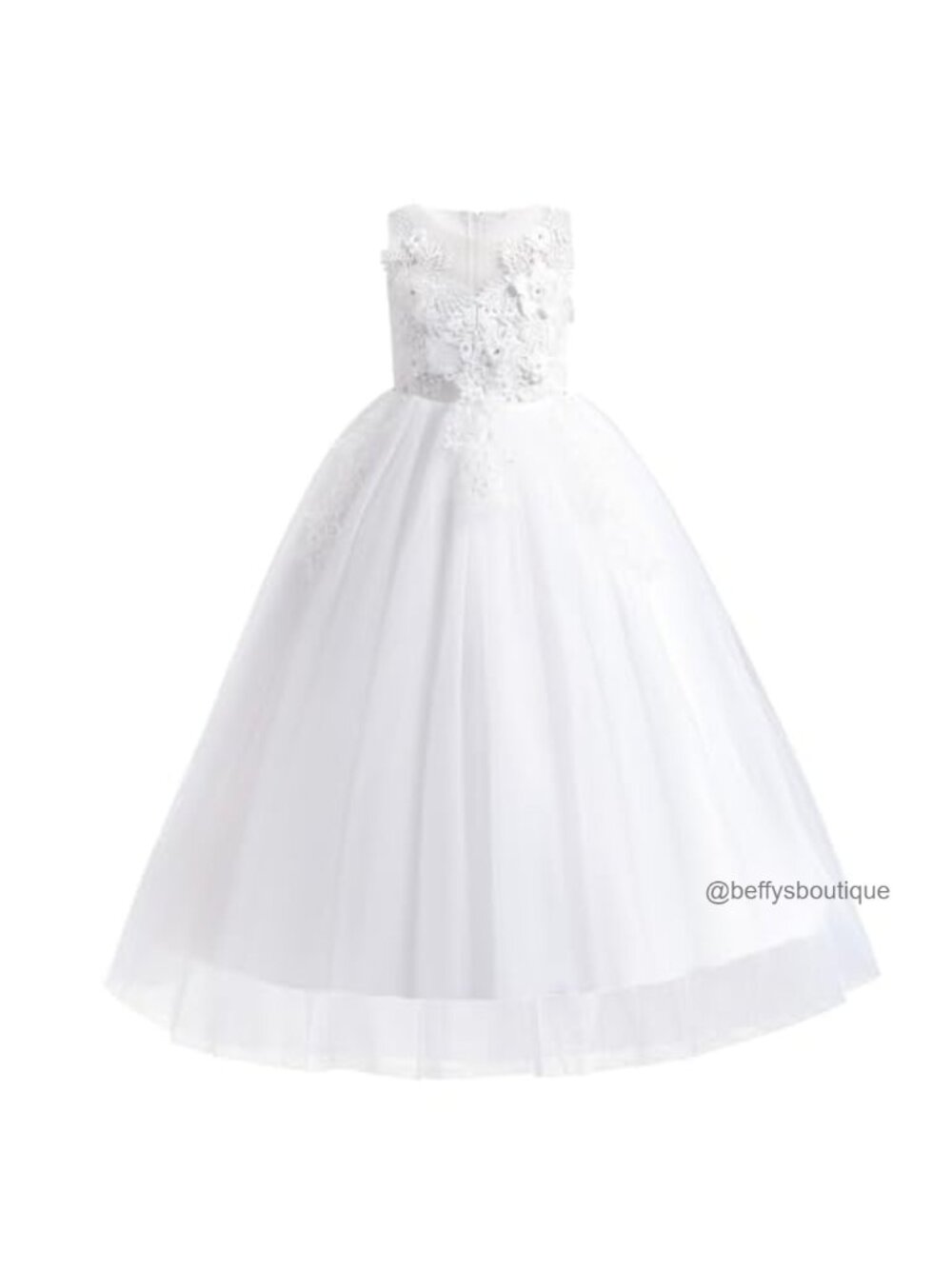 Girls Floral Tulle Maxi Dress Sleeveless Formal Party Gown